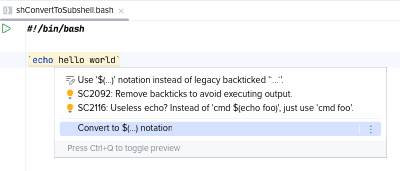 Перед 'Convert to $(...) notation'