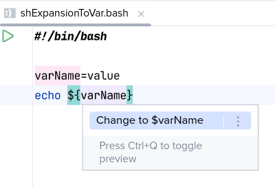 Перед 'Convert to variable reference $name'