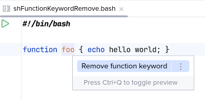 Перед 'Remove function keyword'