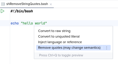 Перед 'Remove quotes (may change semantics)'