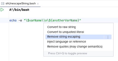 Перед 'Remove string escaping'