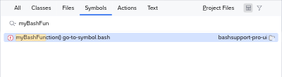 How to navigate to a Bash function by name