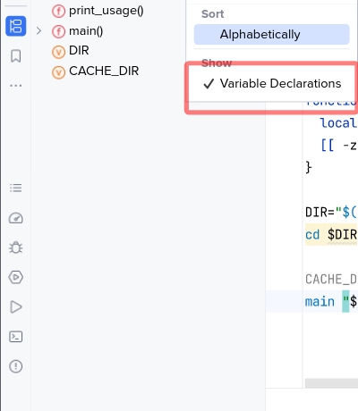 How to hide variable declarations