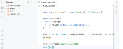 Structure view of a shell script