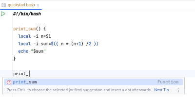 Autocompletion of a function name