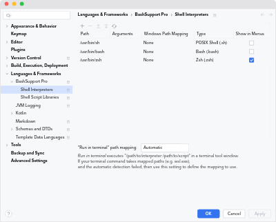 Interpreter settings