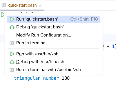 Executing a script using a line marker