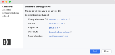 Setup wizard of BashSupport Pro