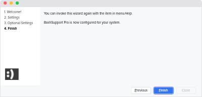 Final setup step of BashSupport Pro